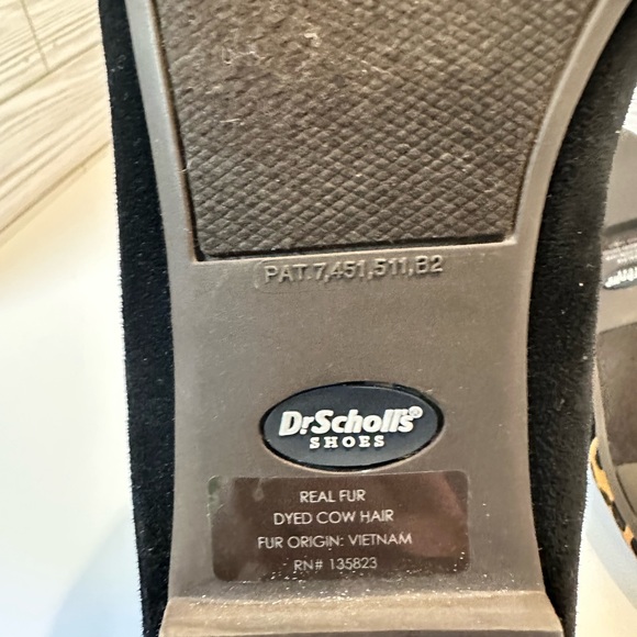 Dr Scholl’s Memory foam, Leopard and black ballet flat. Real cow fur. 8 NWOT - Picture 3 of 3